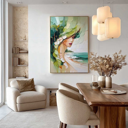 Coastal Muse – Figurative Impasto Oil Painting, view 4