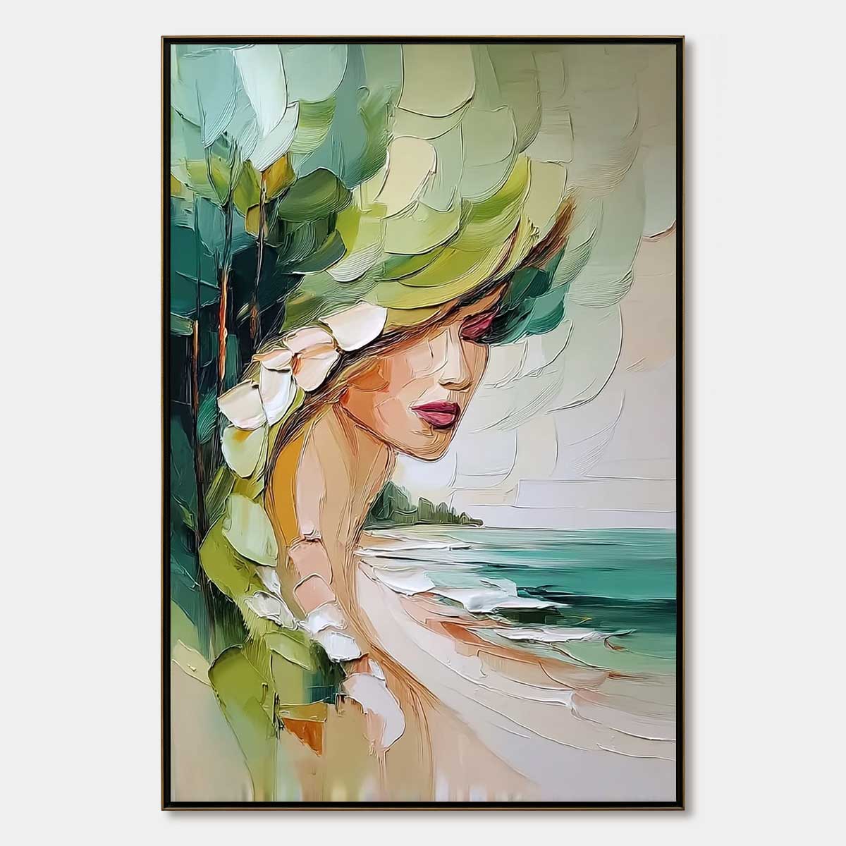 Coastal Muse – Figurative Impasto Oil Painting, view 1