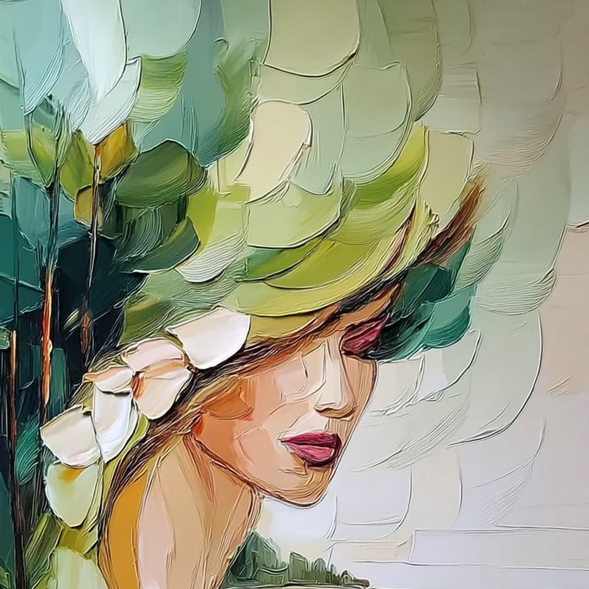 Coastal Muse – Figurative Impasto Oil Painting, view 3