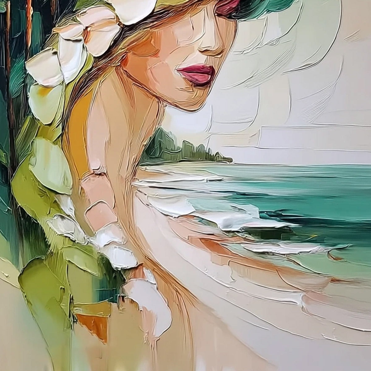 Coastal Muse – Figurative Impasto Oil Painting, view 5