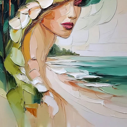 Coastal Muse – Figurative Impasto Oil Painting, view 5