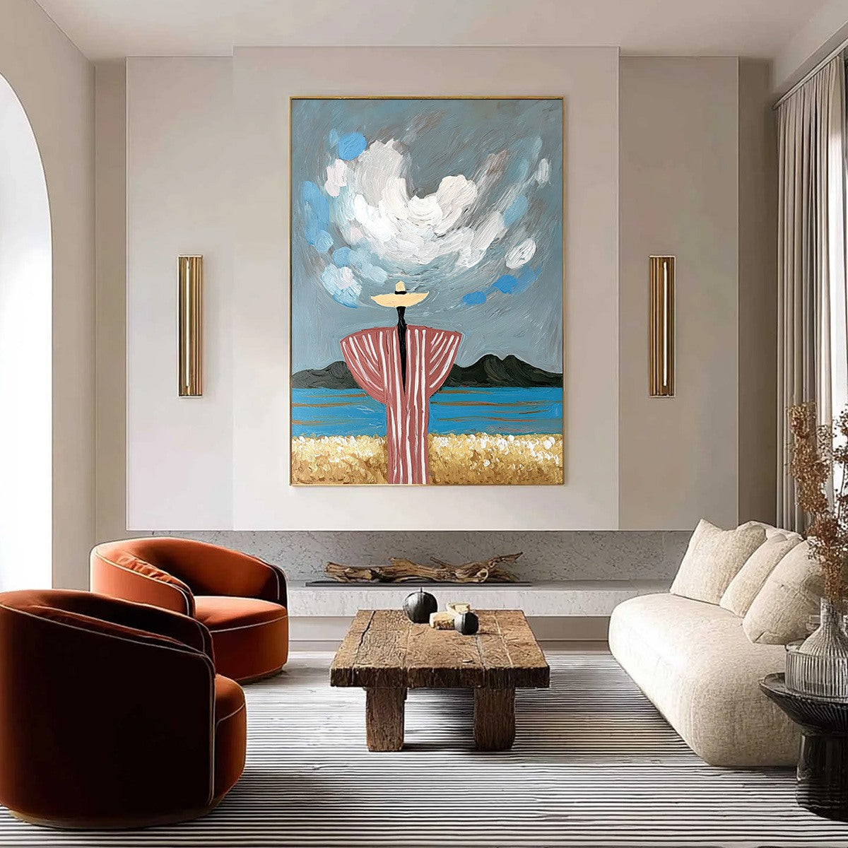 Coastal Reverie – Figurative Textured Oil Painting, view 2