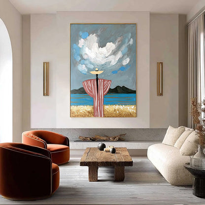 Coastal Reverie – Figurative Textured Oil Painting, view 2