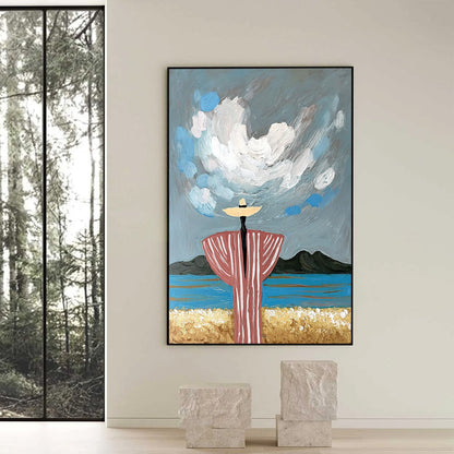 Figurative Textured Oil Painting – Coastal Reverie