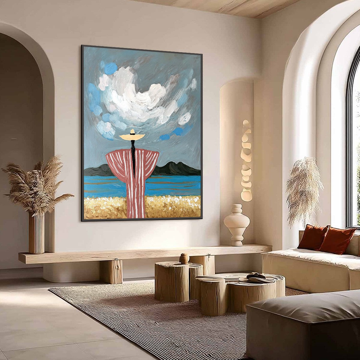 Figurative Textured Oil Painting – Coastal Reverie