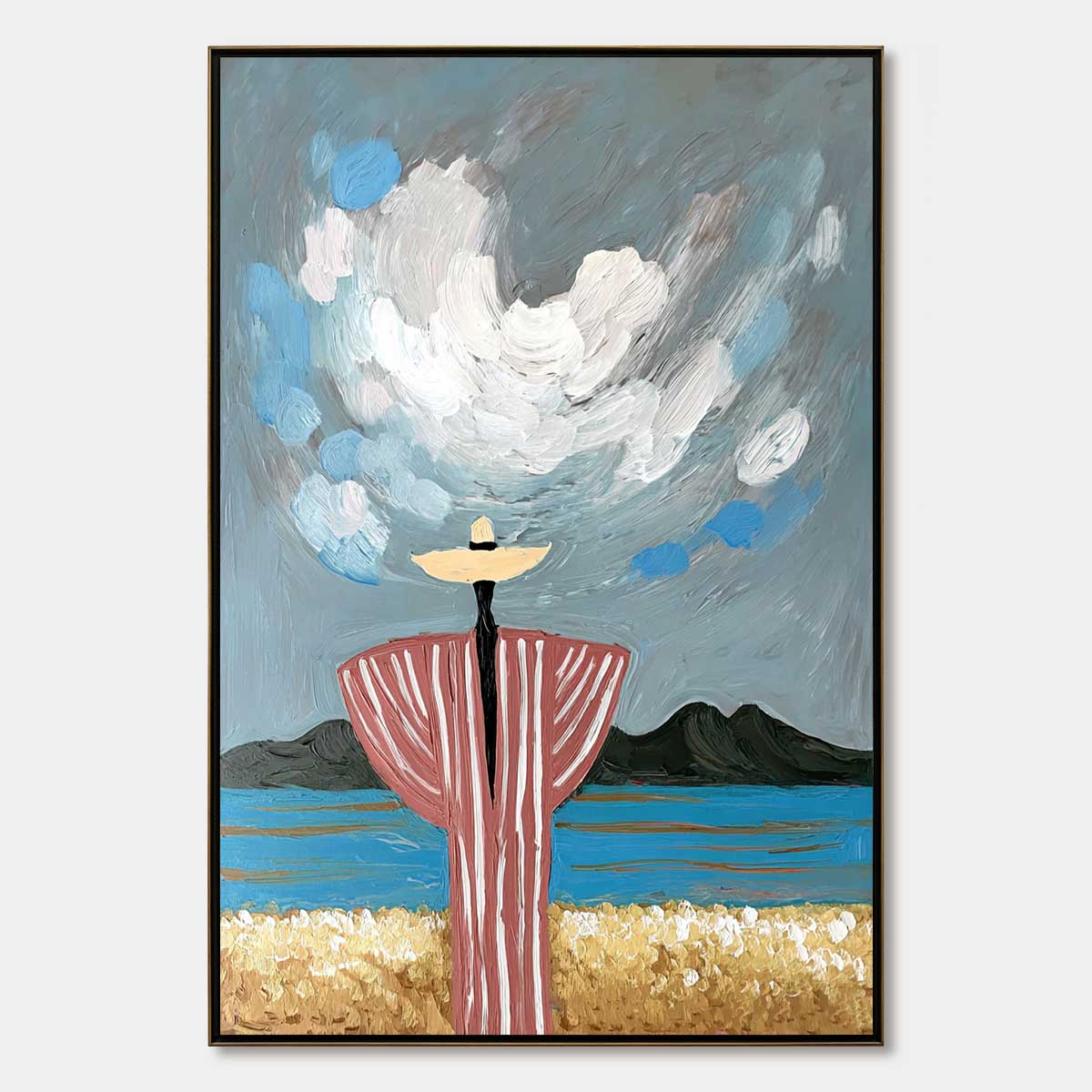 Coastal Reverie – Figurative Textured Oil Painting, view 1