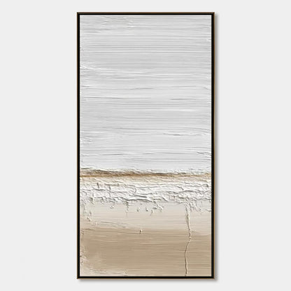 Coastal Calm hand-painted white and beige textured coastal landscape painting rolled canvas option