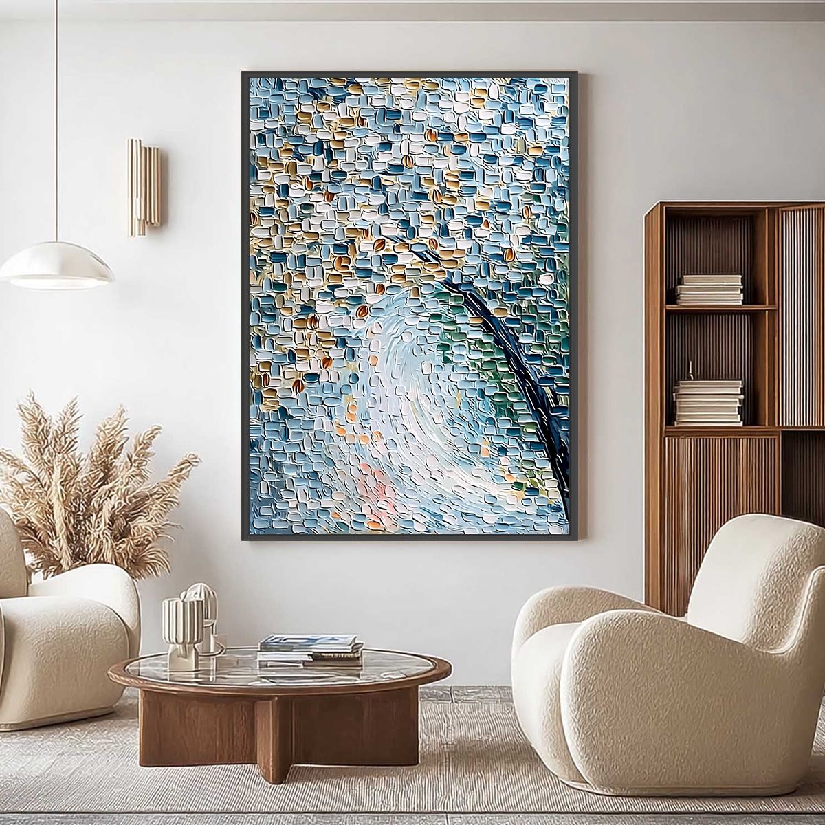 Cobblestone Blossom – Floral Palette Knife Painting, view 2