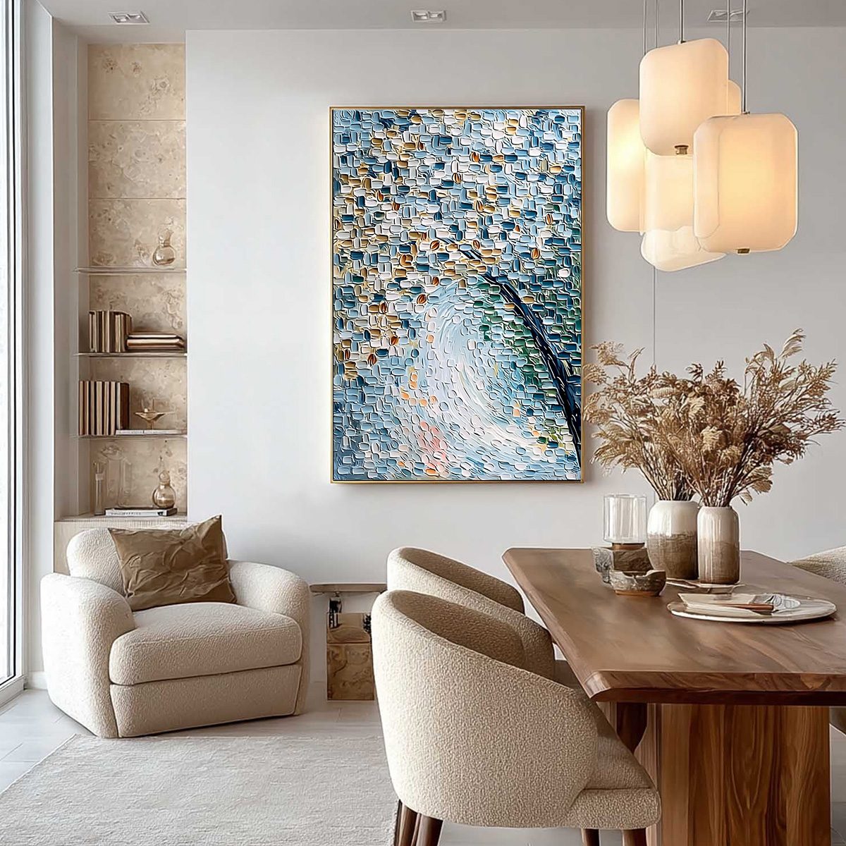 Cobblestone Blossom – Floral Palette Knife Painting, view 4