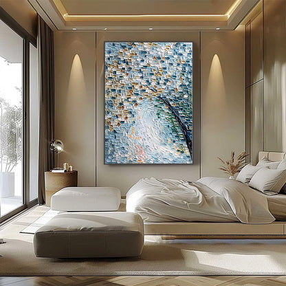Abstract Floral Palette Knife Painting – Cobblestone Blossom