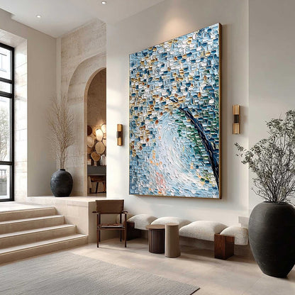 Abstract Floral Palette Knife Painting – Cobblestone Blossom