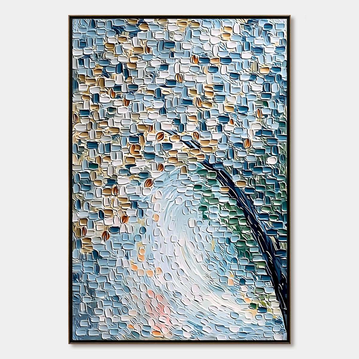 Cobblestone Blossom – Floral Palette Knife Painting, view 1