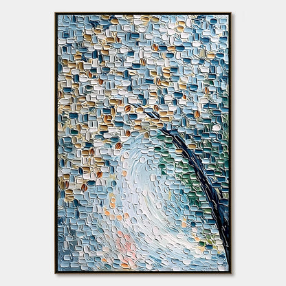 Cobblestone Blossom – Floral Palette Knife Painting, view 1