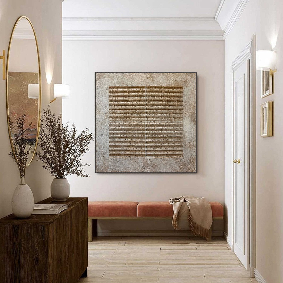 Wabi-Sabi Architecture Textured Oil Painting – Codex by Javier Ramirez