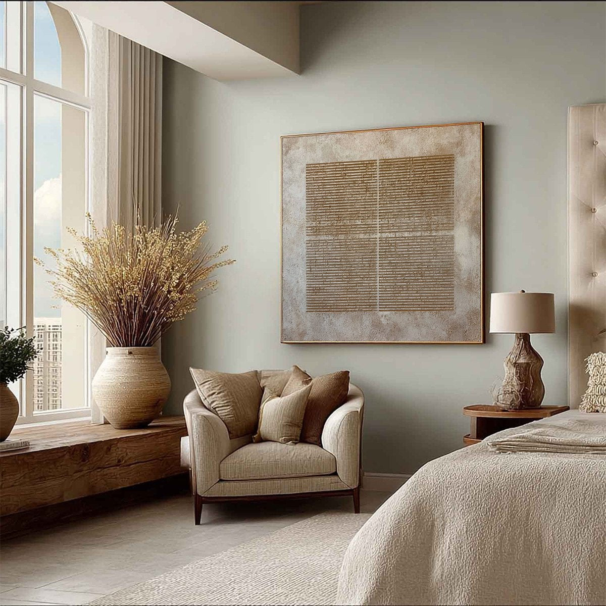 Wabi-Sabi Architecture Textured Oil Painting – Codex by Javier Ramirez
