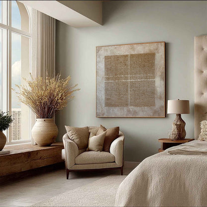 Wabi-Sabi Architecture Textured Oil Painting – Codex by Javier Ramirez