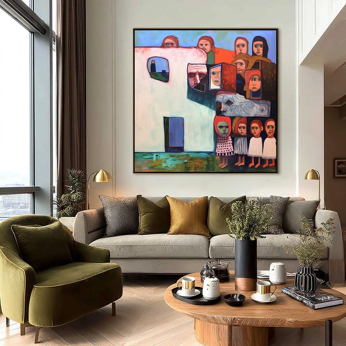 Community Of Souls – Figurative Oil Painting, view 2