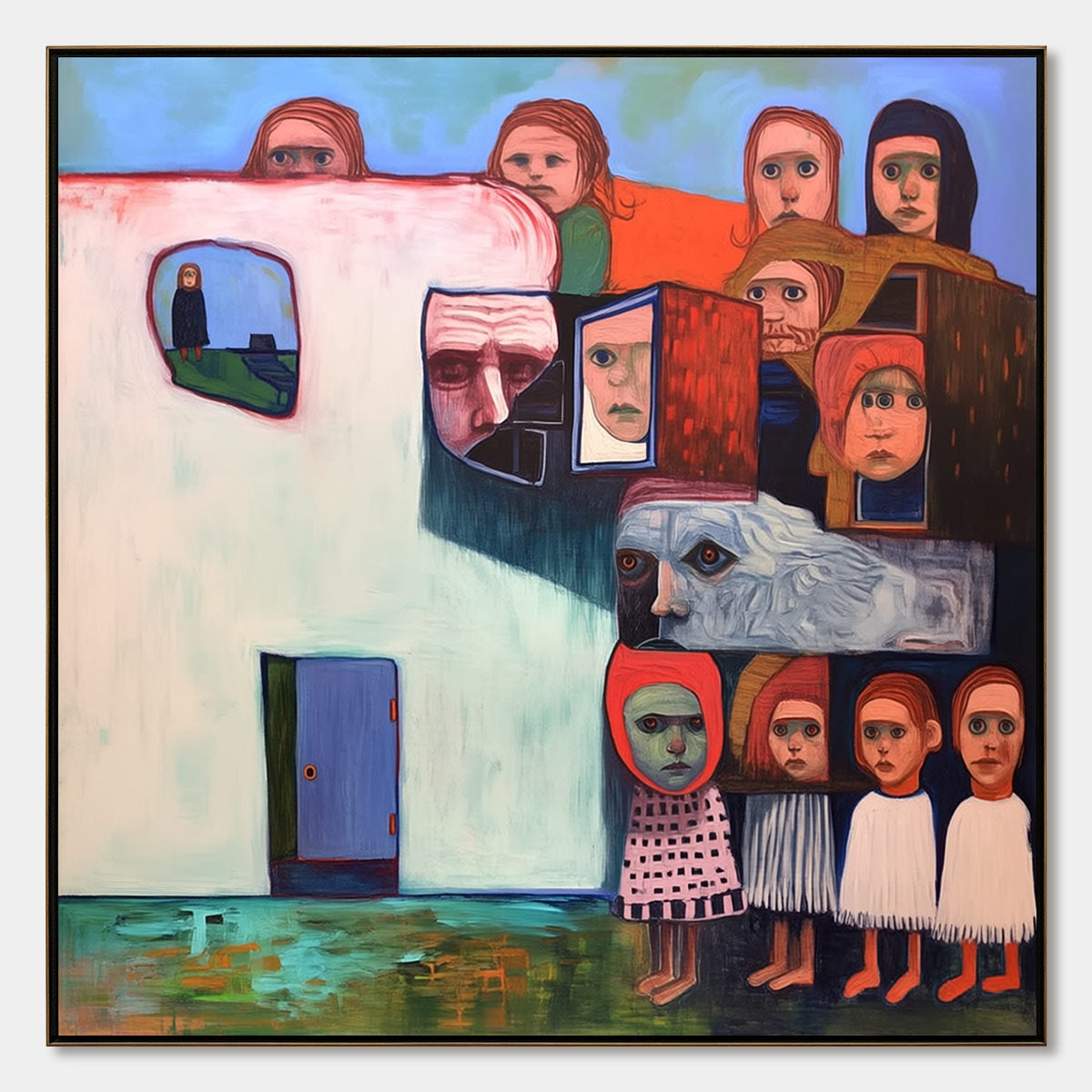 Community Of Souls – Figurative Oil Painting, view 1