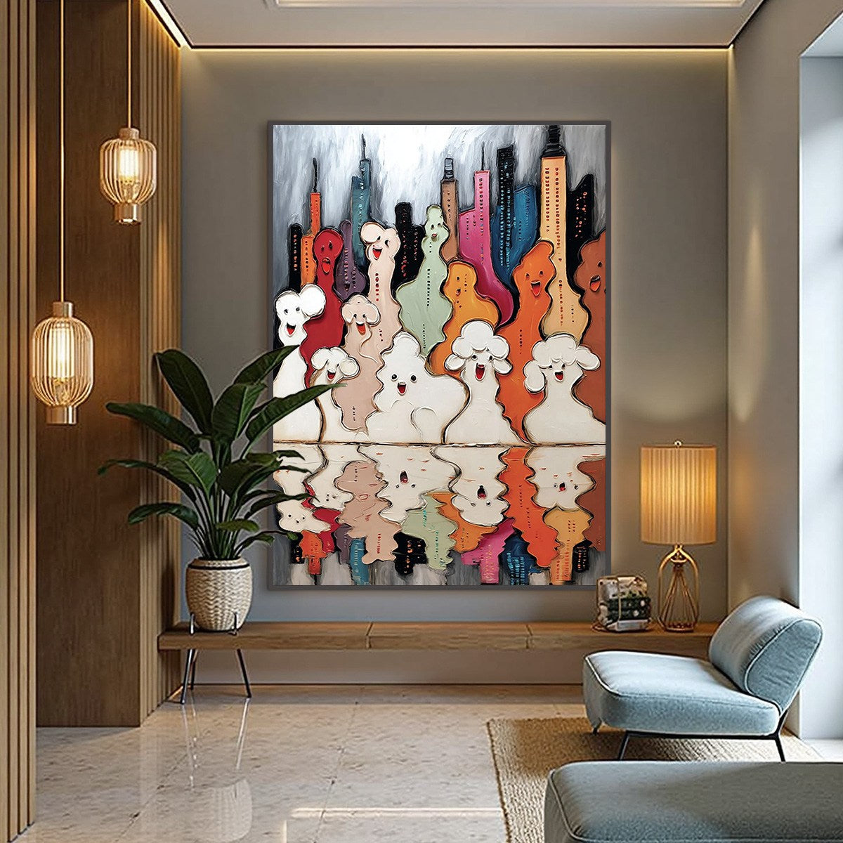 Concrete Carnival – Urban Abstract Impasto Oil Painting, view 4