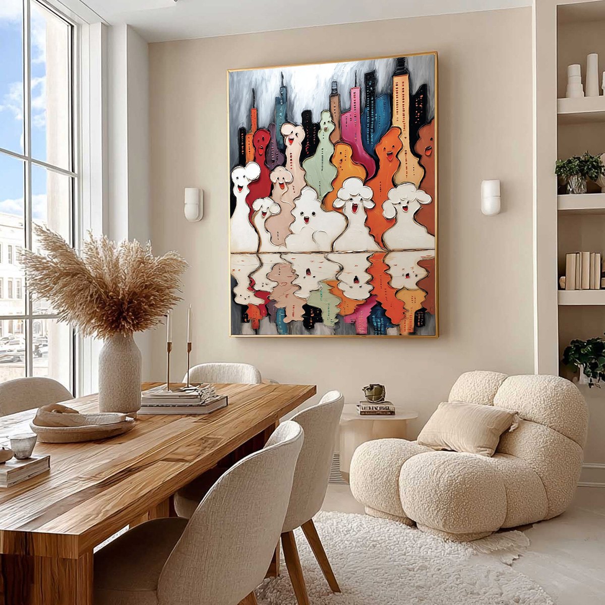 Abstract Urban Abstract Impasto Oil Painting – Concrete Carnival