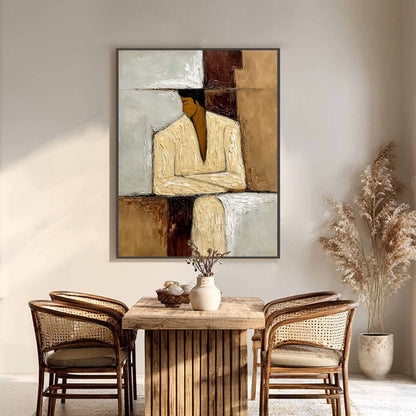 Abstract Figurative Impasto Oil Painting – Contemplation