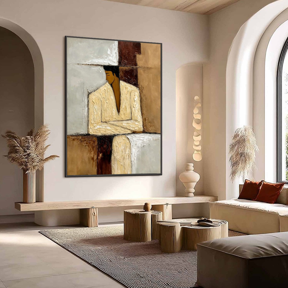 Abstract Figurative Impasto Oil Painting – Contemplation
