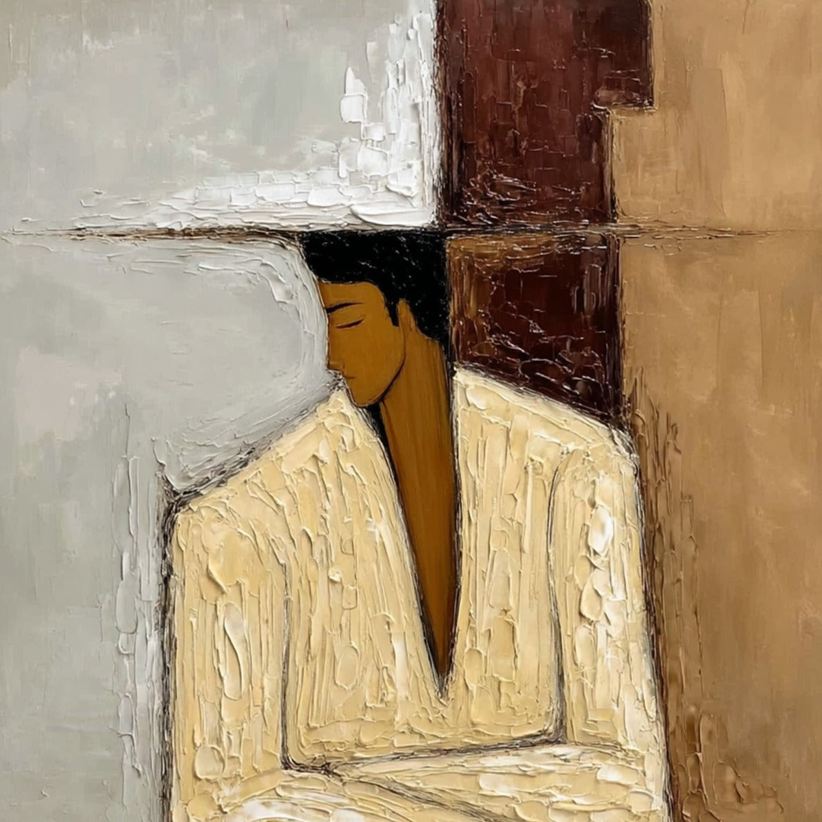 Contemplation – Figurative Impasto Oil Painting, view 3