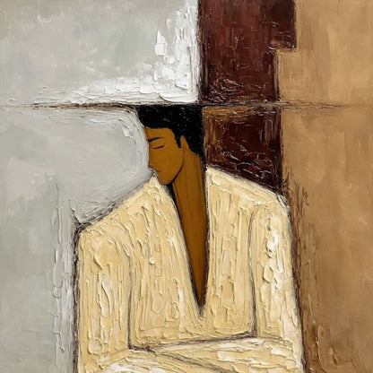 Contemplation – Figurative Impasto Oil Painting, view 3
