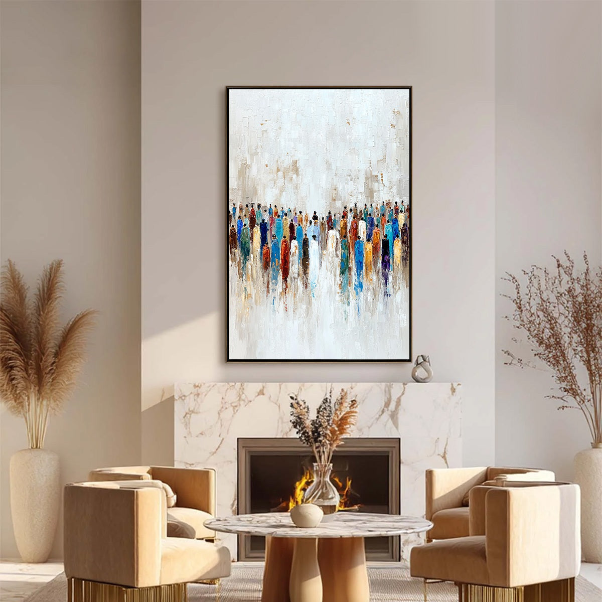 Colorful Abstract Figurative Impasto Oil Painting – Convergence
