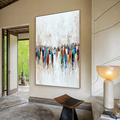 Colorful Abstract Figurative Impasto Oil Painting – Convergence