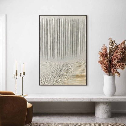 White Wabi-Sabi Landscape Textured Acrylic Painting – Convergence