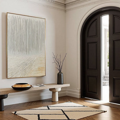 White Wabi-Sabi Landscape Textured Acrylic Painting – Convergence