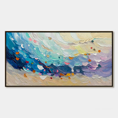 Coral Dream hand-painted coral and ivory textured coastal abstract painting shown with silver frame