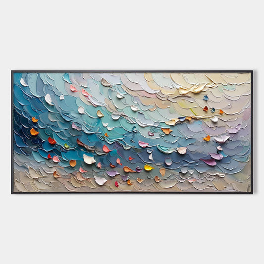 Coral Dream hand-painted coral and ivory textured coastal abstract painting rolled canvas option