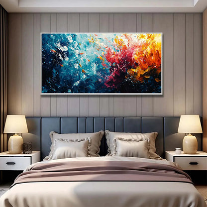 Coral Reef hand-painted coral and ivory textured coastal abstract painting rolled canvas option