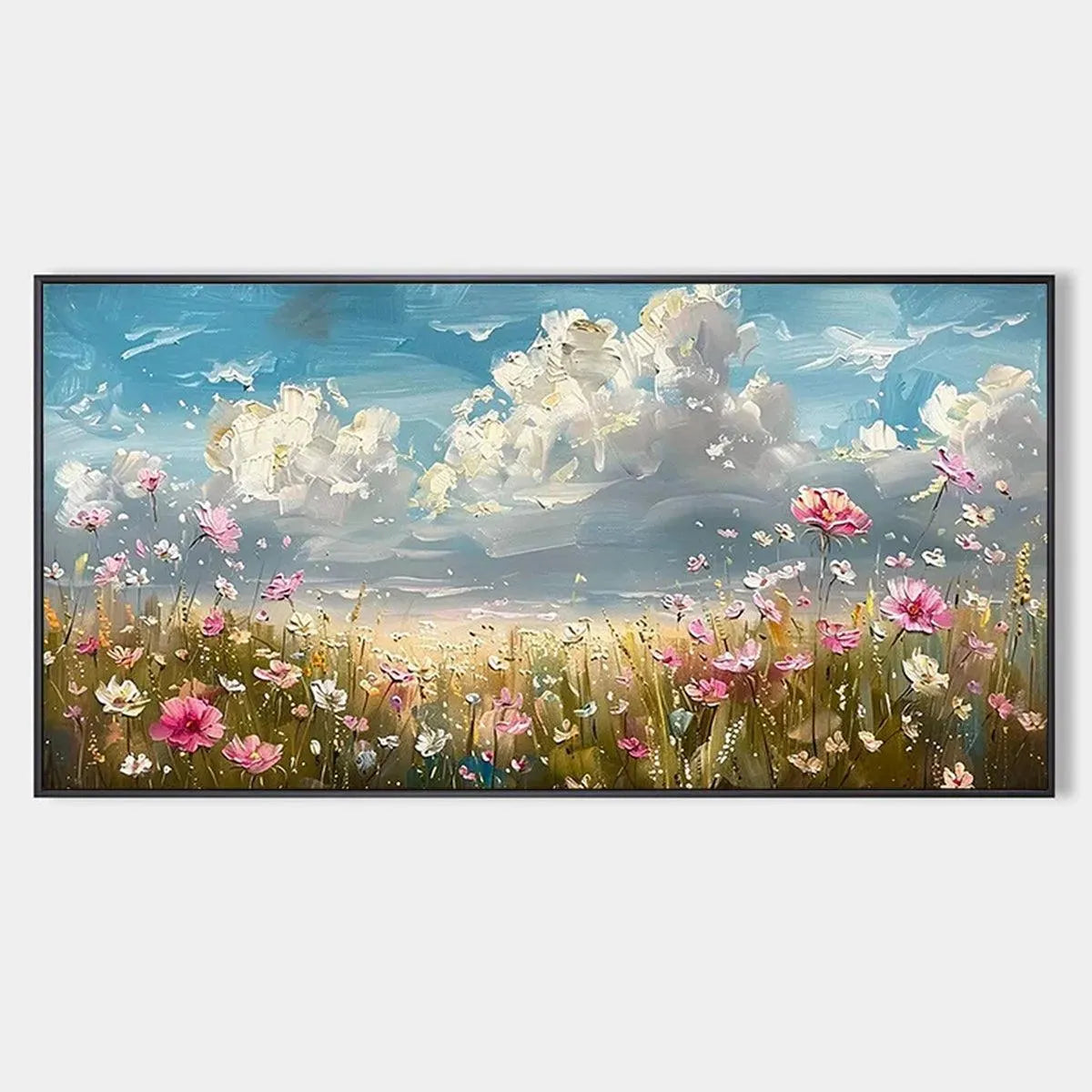 Cosmos Field – Wildflower Impasto Painting, view 1