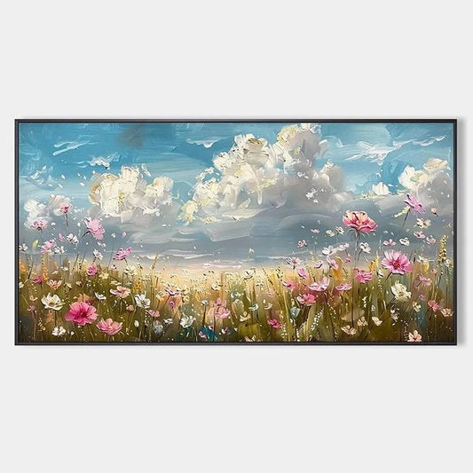 Cosmos Field – Wildflower Impasto Painting, view 1