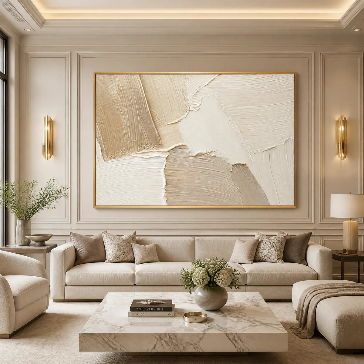 Cream Terrain – Wabi-Sabi Abstract Oil Painting, view 2