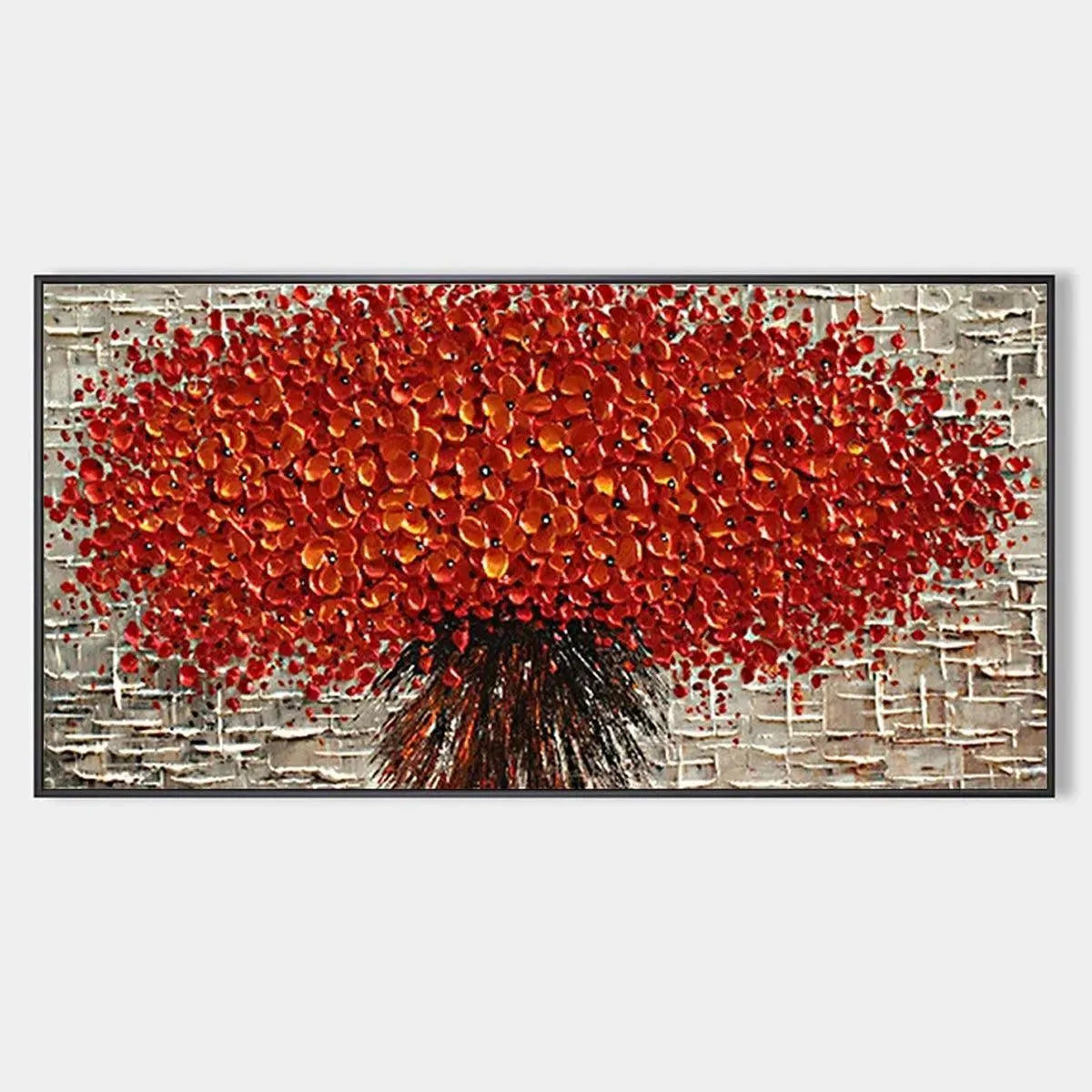 Crimson Burst – Floral Impasto Painting, view 1