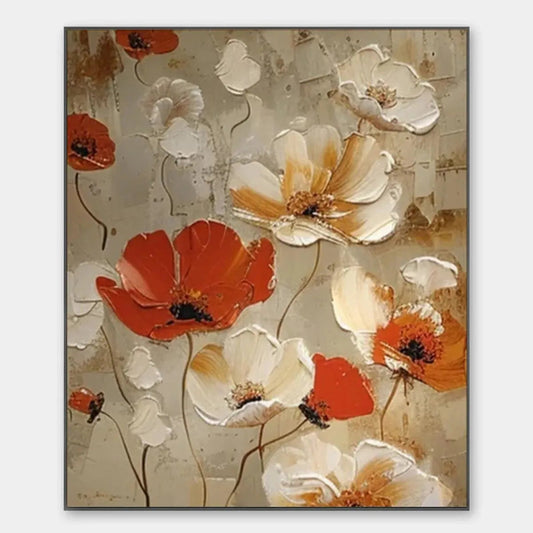 Crimson Fields – Poppy Textured Painting, view 1