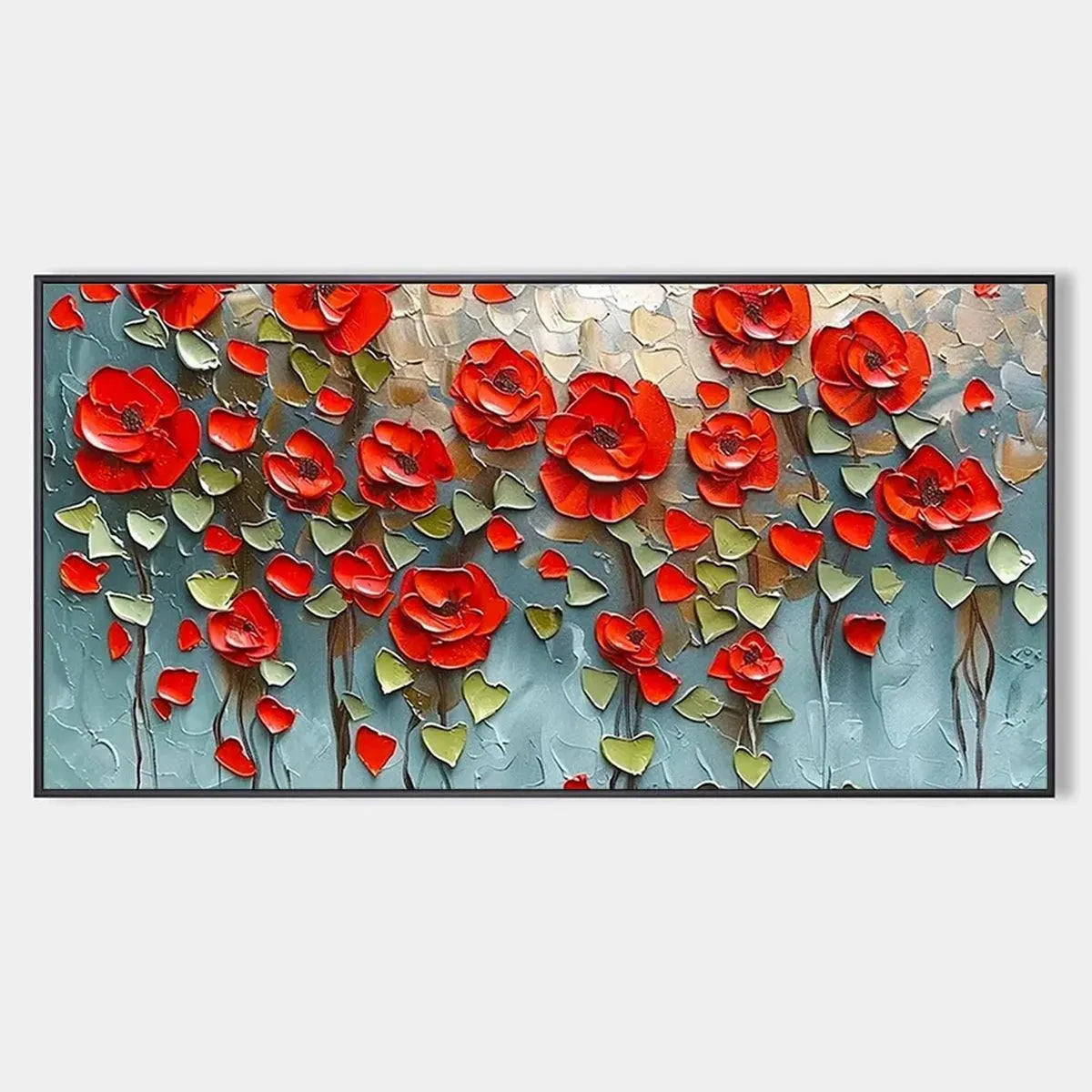 Crimson Field – Poppy Impasto Painting, view 1