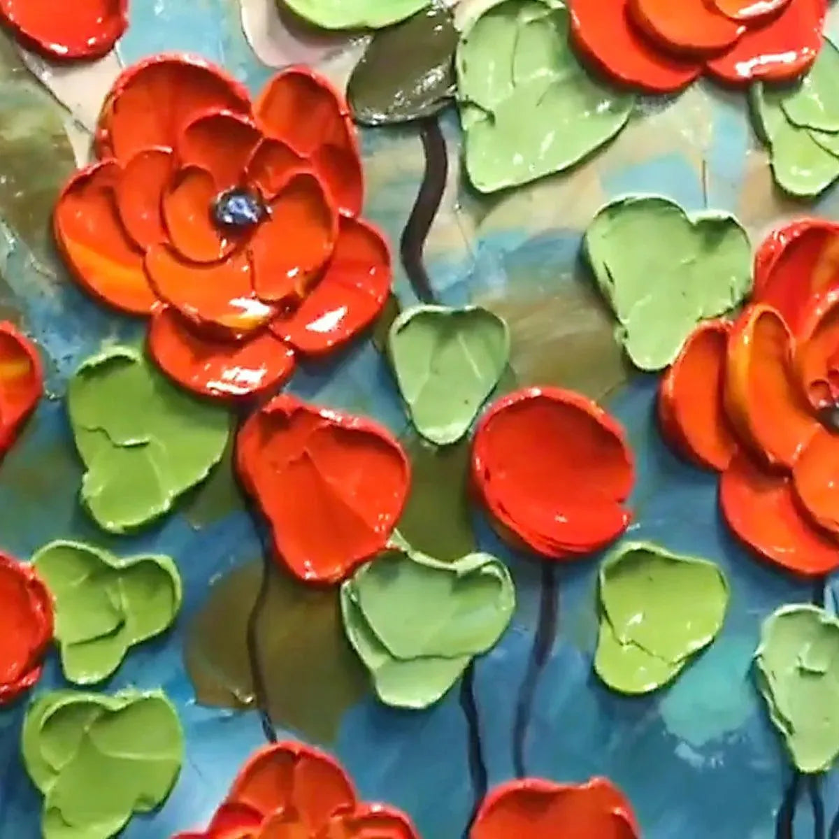 Crimson Field – Poppy Impasto Painting, view 4