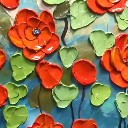 Crimson Field – Poppy Impasto Painting, view 4