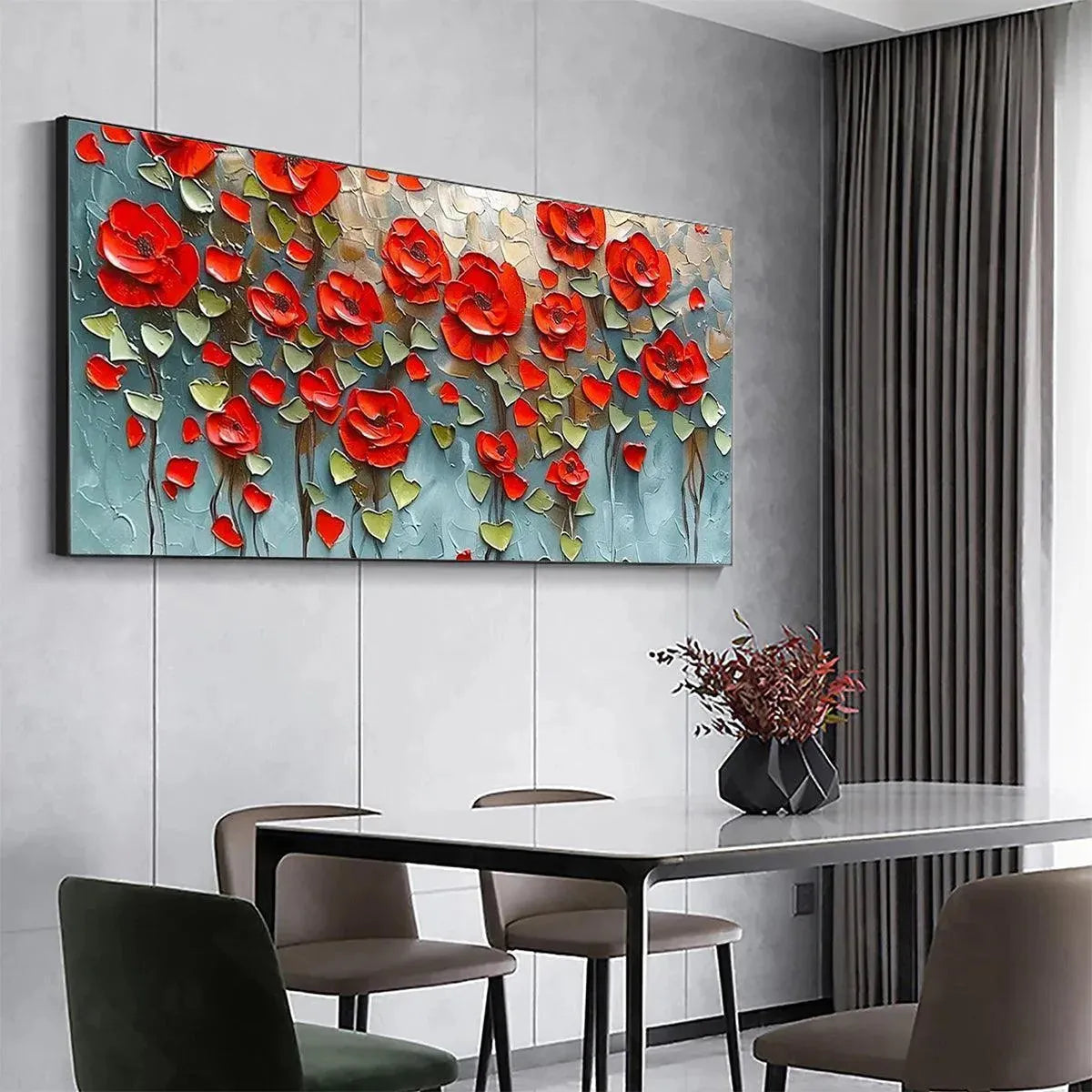 Red Poppy Impasto Painting – Crimson Field