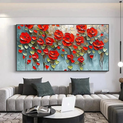 Red Poppy Impasto Painting – Crimson Field