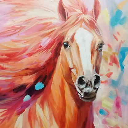 Colorful Horse Oil Painting – Pink Fire