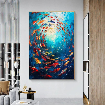 Colorful Underwater Ocean Oil Painting – Coral Reef Dance