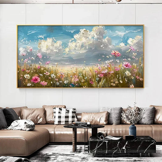 Cosmos Field – Wildflower Impasto Painting, view 2