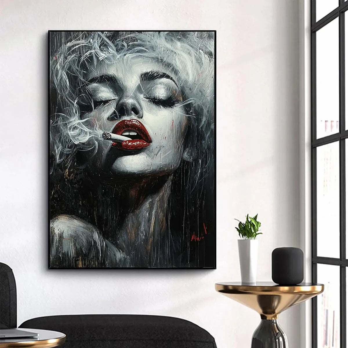 Red Figurative Oil Painting – Crimson Muse