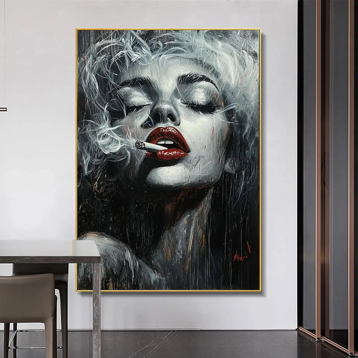 Crimson Muse – Figurative Oil Painting, view 2